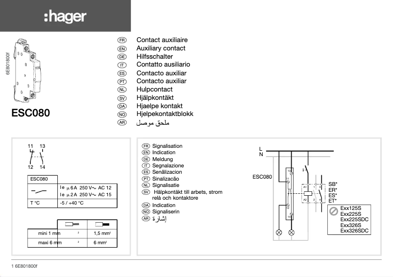 Image de la première page du manuel de l'appareil ESC080
