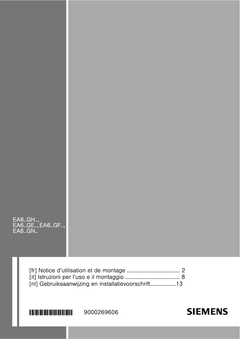 Page 1 de la notice Manuel utilisateur Siemens EA645GE11