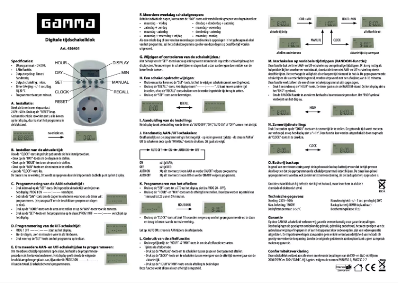 Page n°1 - Manuel utilisateur Gamma 456401