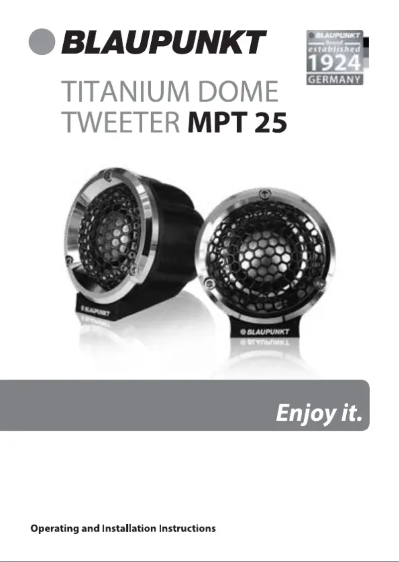 Page n°1 - Manuel utilisateur Blaupunkt MPT 25