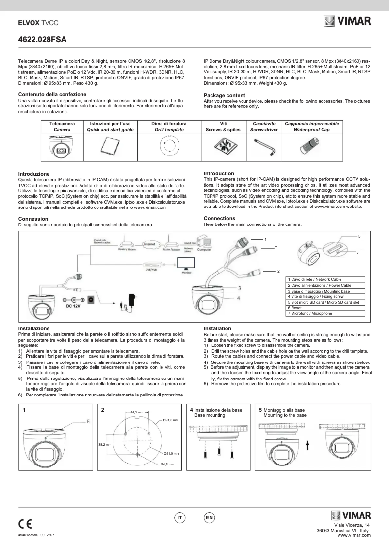 Page 1 de la notice Instructions / montage Vimar ELVOX 4622.028FSA