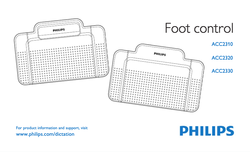 First page image of the manual for Foot control ACC2320