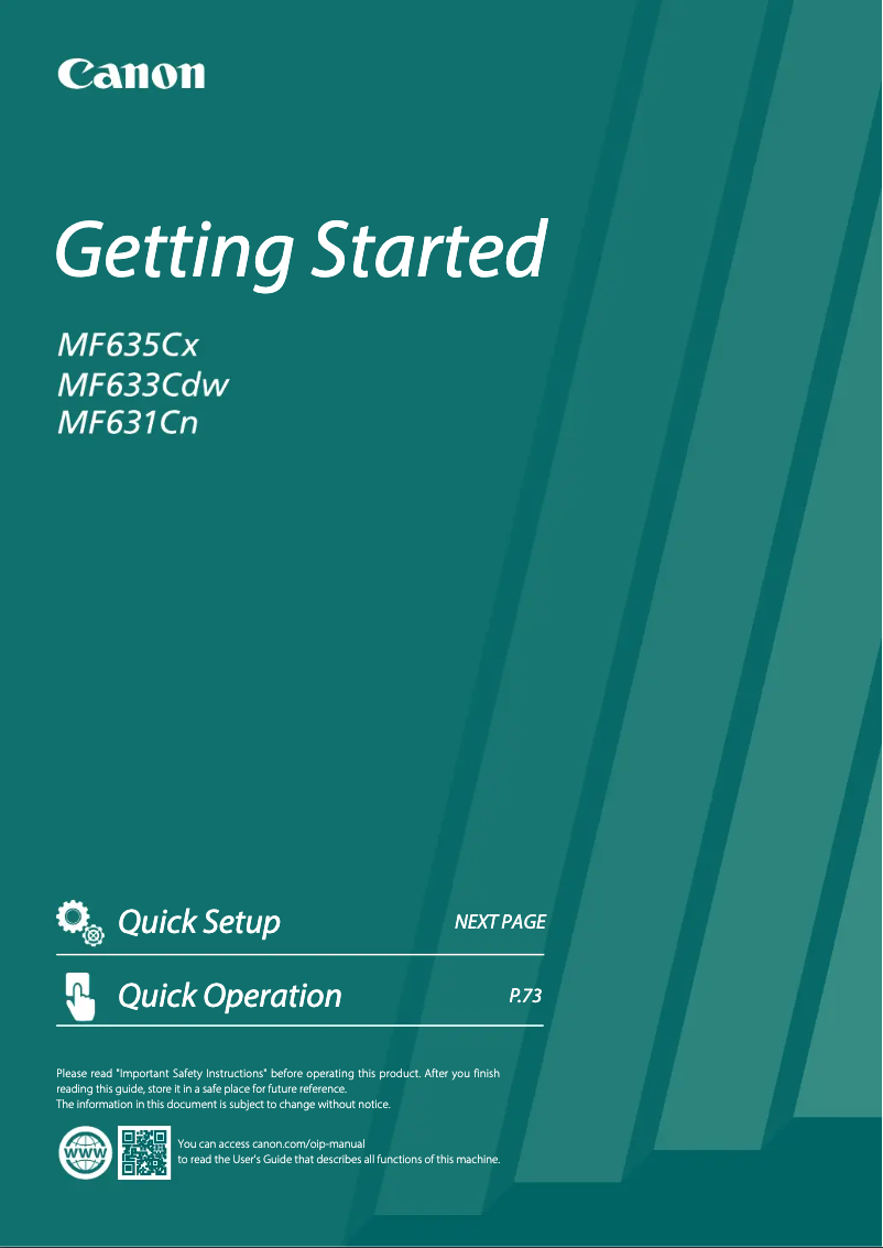 Page n°1 - Manuel utilisateur Canon i-SENSYS MF633Cdw