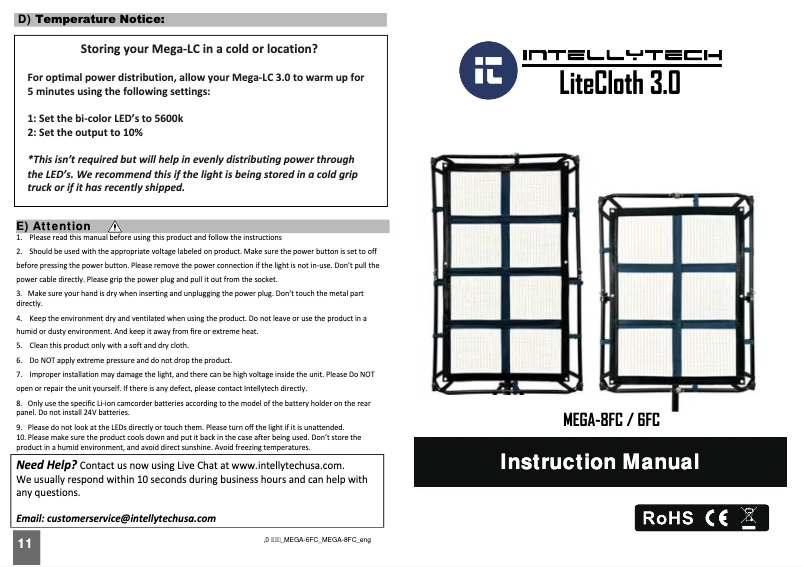 Page n°1 - Manuel utilisateur Intellytech LiteCloth Mega-8FC