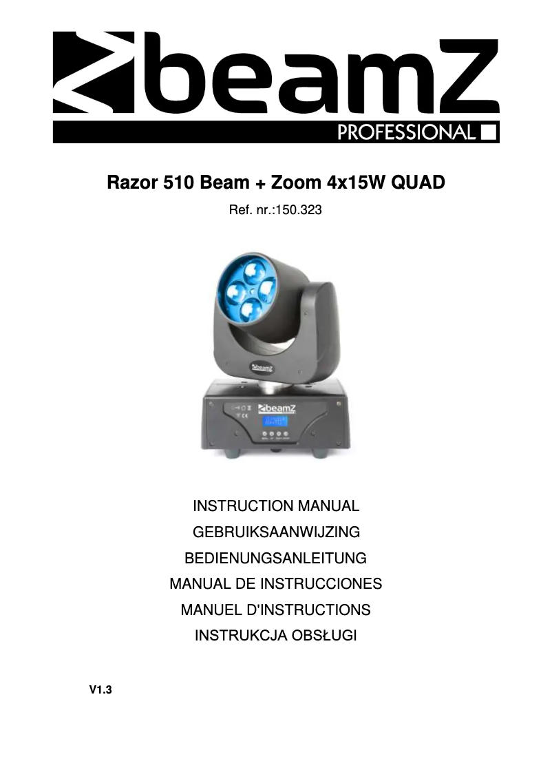 Page 1 de la notice Manuel utilisateur BeamZ Razor510