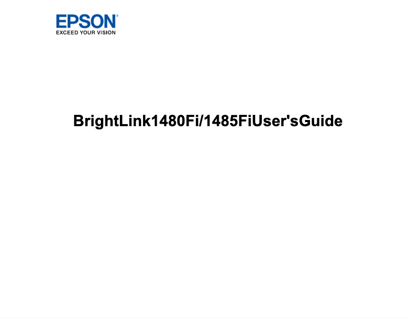 Image de la première page du manuel de l'appareil BrightLink Pro 1480Fi