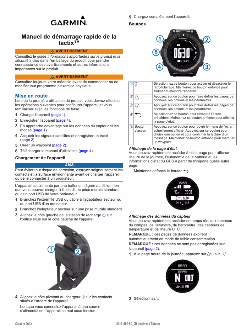 Page 1 de la notice Manuel utilisateur Garmin Tactix