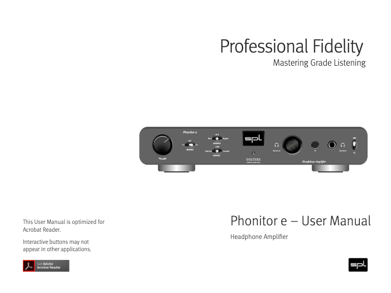 Page 1 de la notice Manuel utilisateur SPL Phonitor e