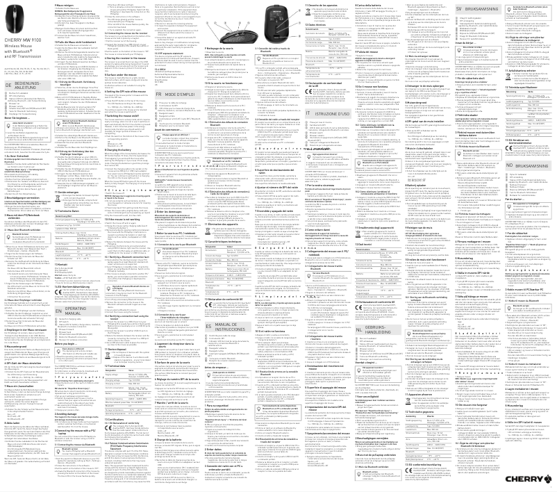 Page 1 de la notice Manuel utilisateur Cherry MW 9100