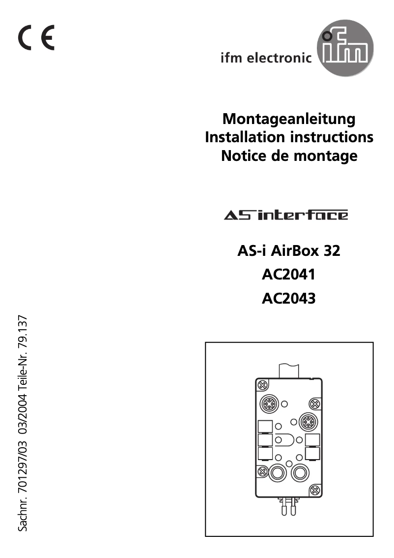 Page 1 de la notice Manuel utilisateur IFM AC2041