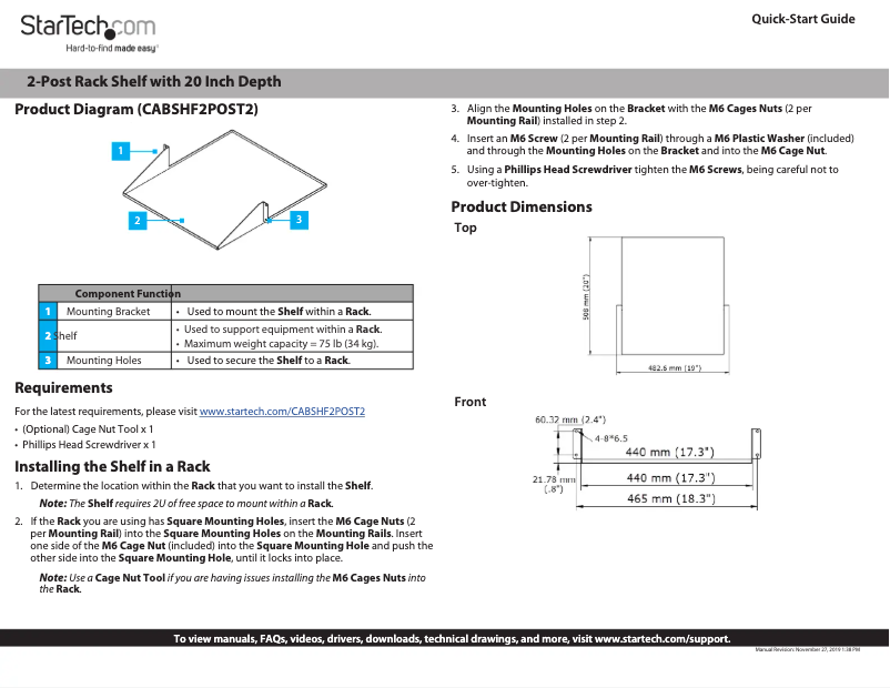 Image de la première page du manuel de l'appareil CABSHF2POST2