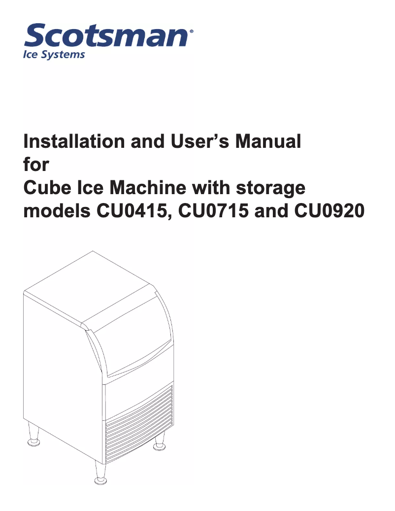 Page 1 de la notice Manuel d'utilisation et d'entretien Scotsman CU0715MA-1