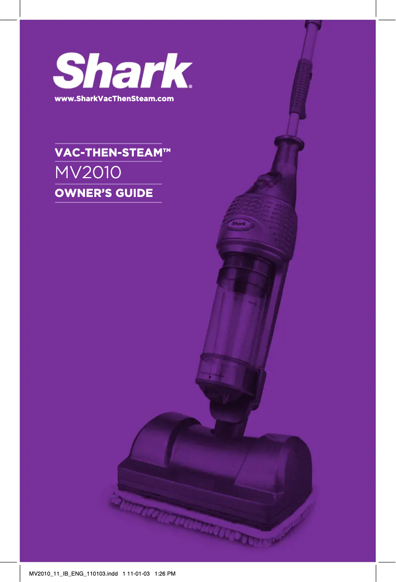 Image de la première page du manuel de l'appareil Vac-Then-Steam MV2010