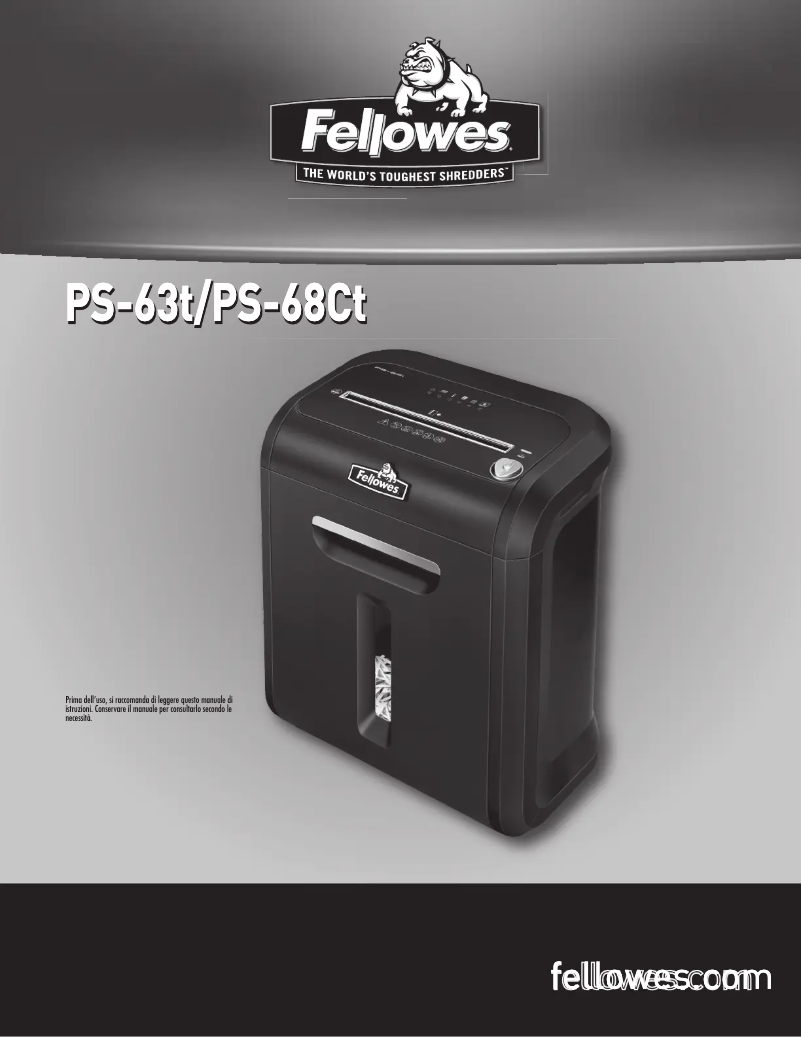 Page 1 de la notice Manuel utilisateur Fellowes Powershred PS-68Ct