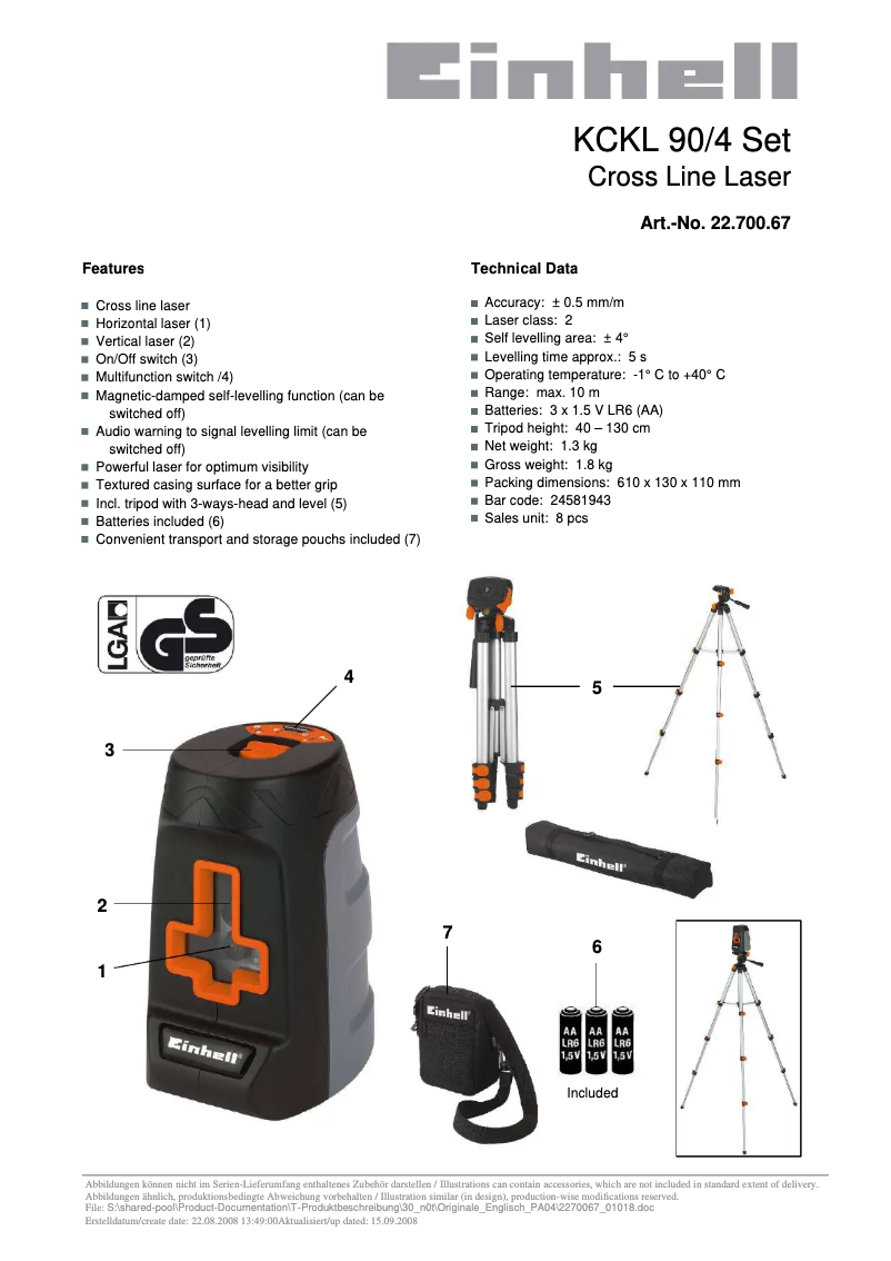 Page n°1 - Manuel utilisateur Einhell KCKL 90/4
