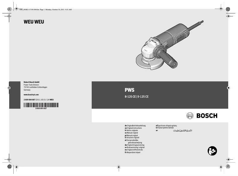 Page n°1 - Manuel utilisateur Bosch PWS 9-125 CE