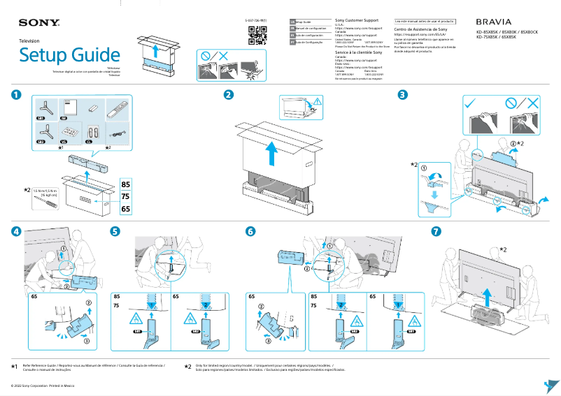 Page n°1 - Guide d'installation Sony KD-75X85K