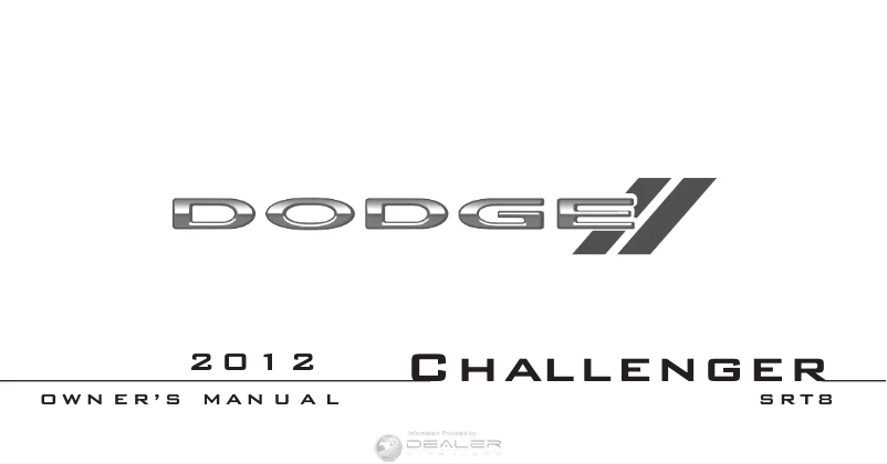 Image de la première page du manuel de l'appareil Challenger SRT8 (2012)