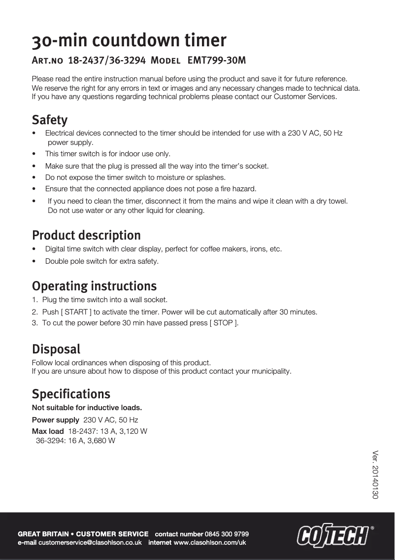 Image de la première page du manuel de l'appareil EMT799