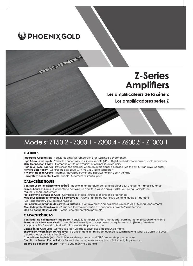 Page 1 de la notice Manuel utilisateur Phoenix Gold Z300.1