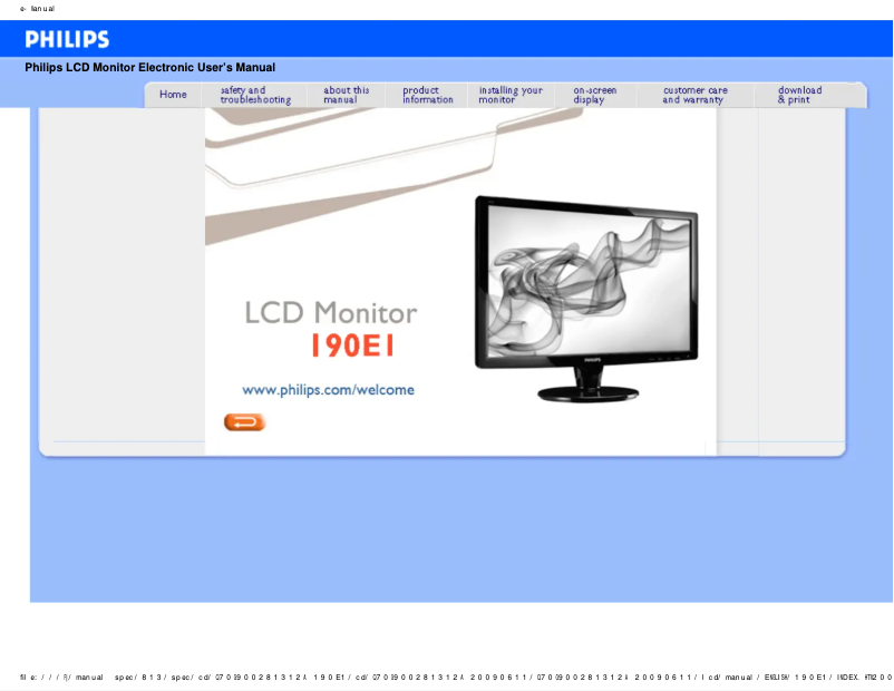 First page image of the manual for 190E1SB