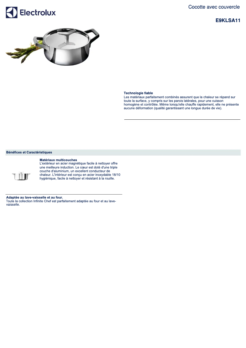 Page 1 de la notice Manuel utilisateur Electrolux E9KLSA11