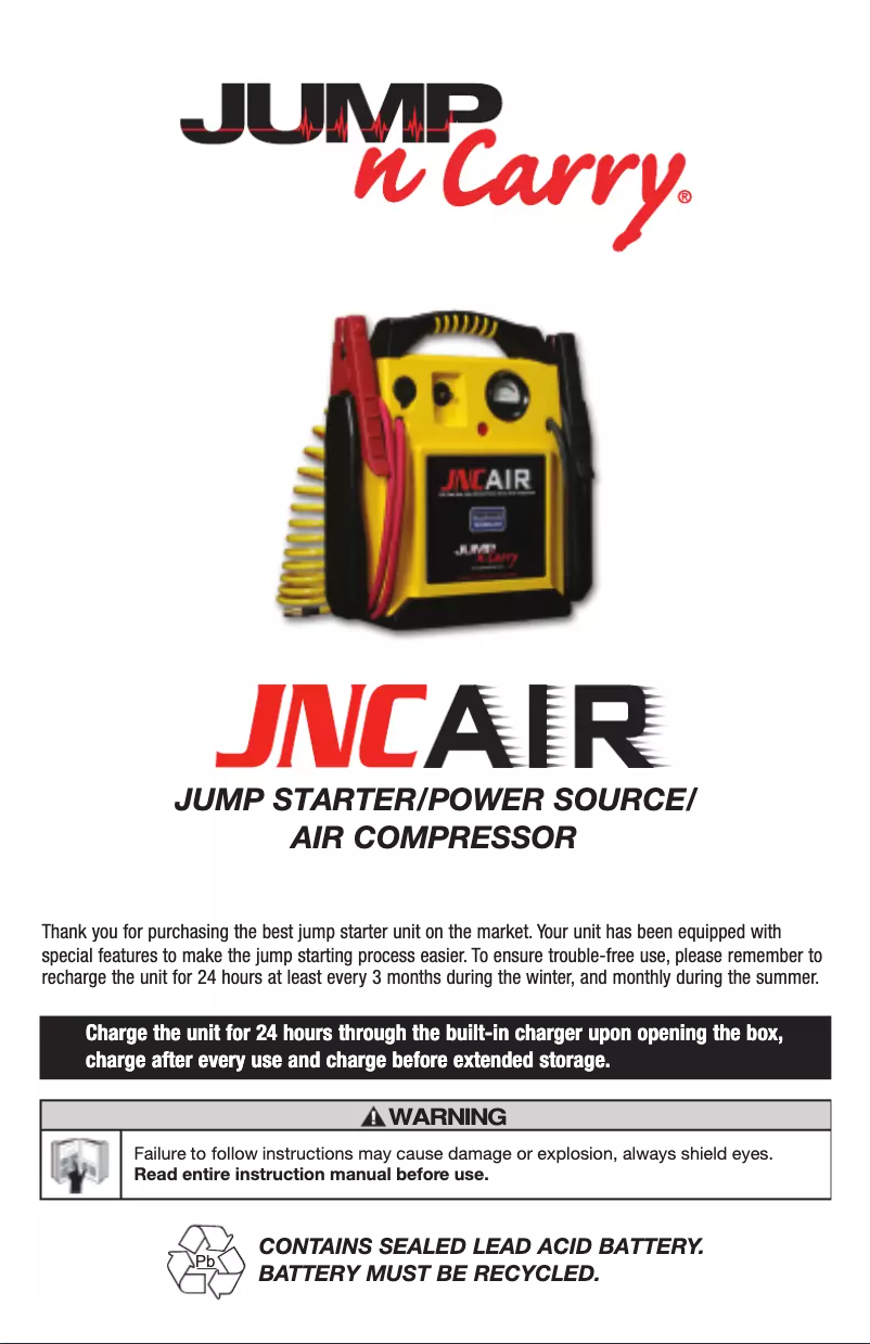 Page n°1 - Manuel utilisateur Jump-N-Carry JNC Air