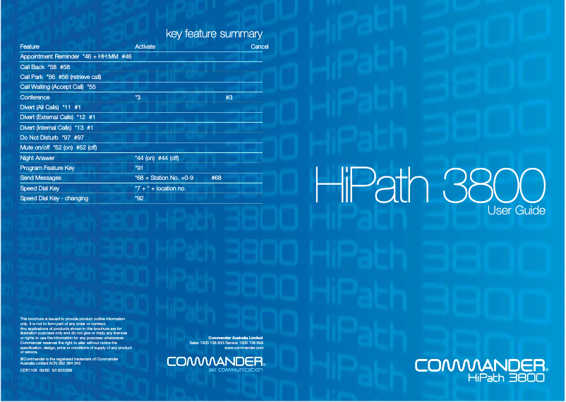 Image de la première page du manuel de l'appareil HiPath 3800