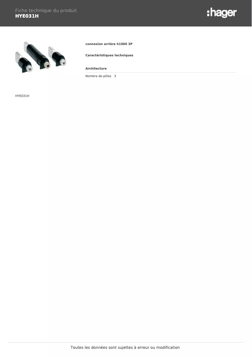 Image de la première page du manuel de l'appareil HYE031H