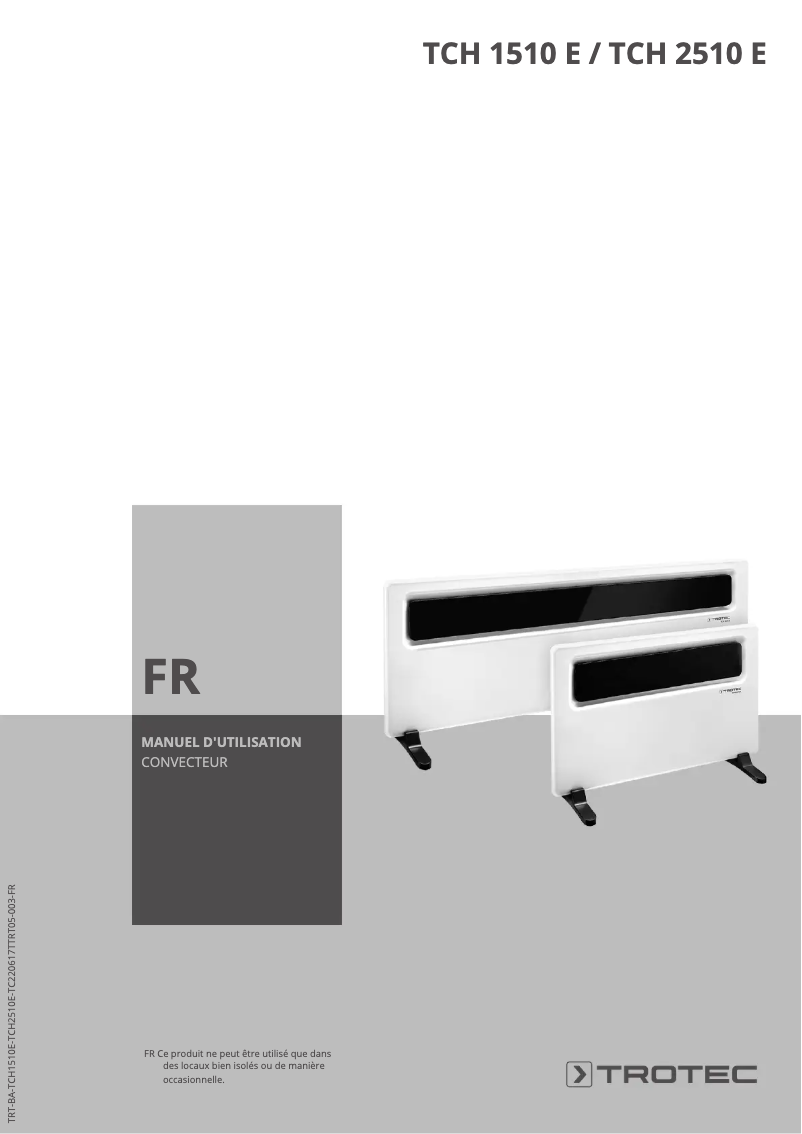 Page 1 de la notice Manuel utilisateur Trotec TCH 1510 E
