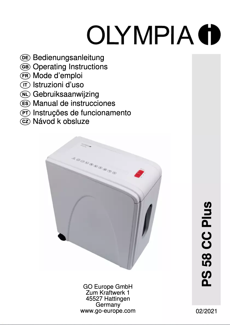 Image de la première page du manuel de l'appareil PS 58 CC Plus