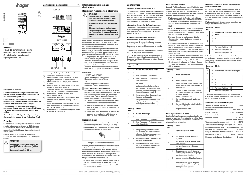 Image de la première page du manuel de l'appareil RED112X