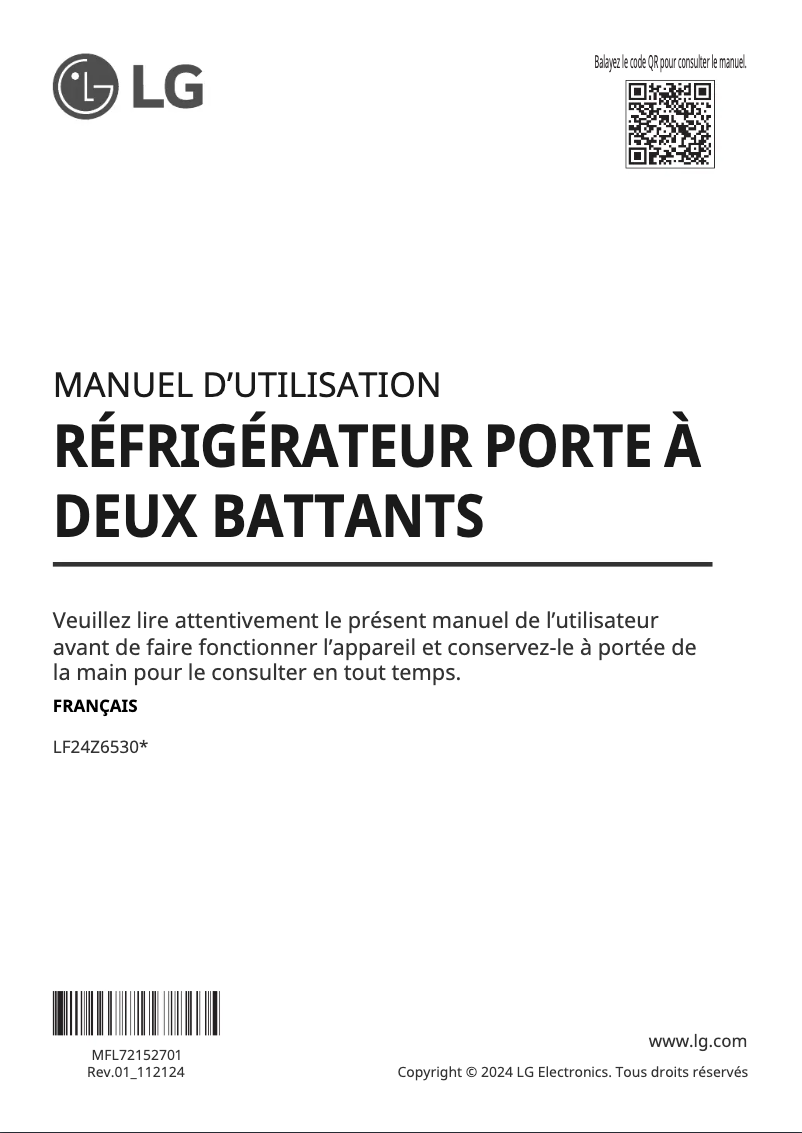 Image de la première page du manuel de l'appareil LF24Z6530S