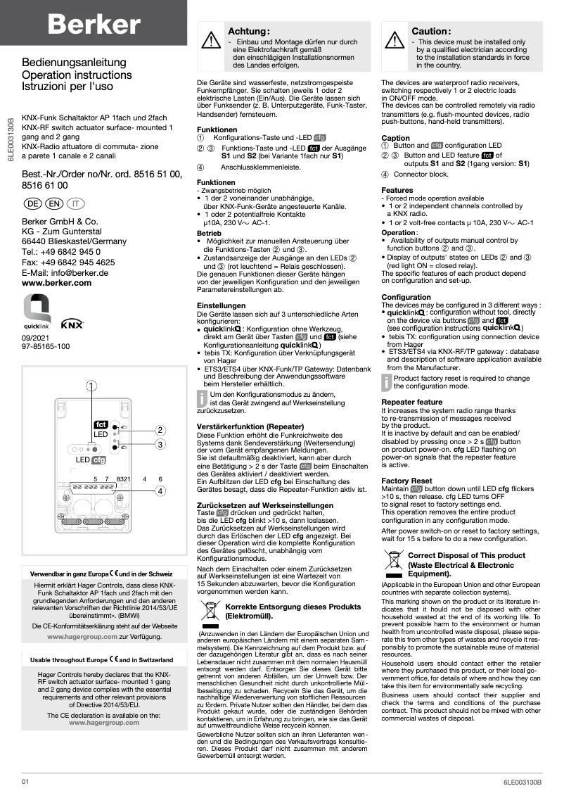 Image de la première page du manuel de l'appareil 85166100