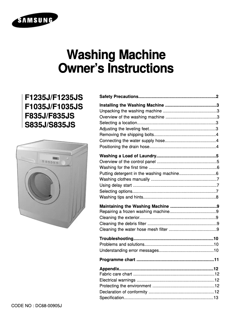 Page 1 de la notice Manuel utilisateur Samsung F1035JF