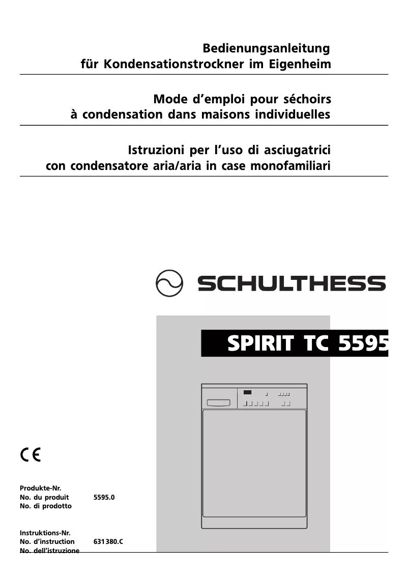 Página 1 del manual Manual de usuario Schulthess Spirit TC 5595