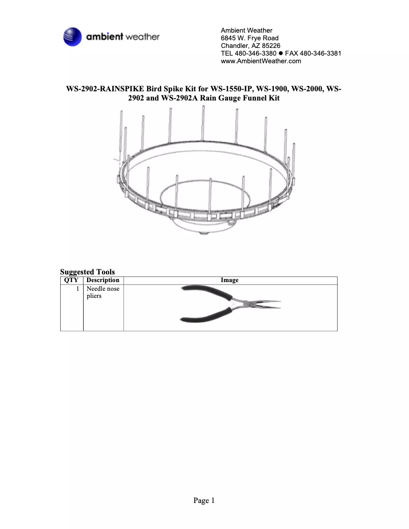 Image de la première page du manuel de l'appareil WS-2902-RAINSPIKE