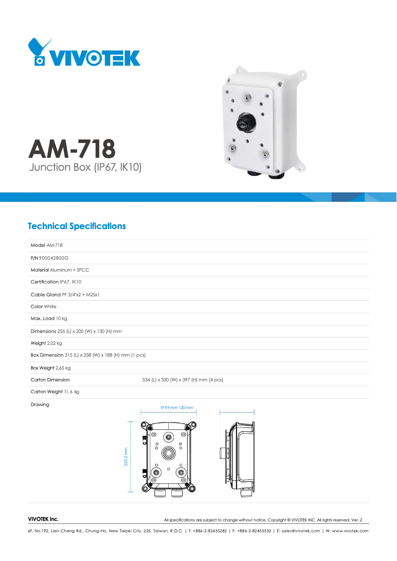 Page 1 de la notice Manuel utilisateur Vivotek AM-718