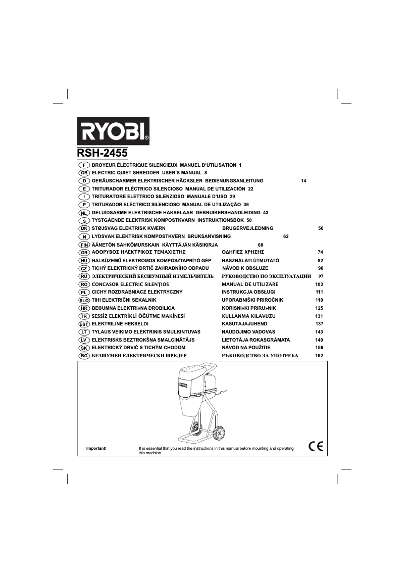 Page 1 de la notice Manuel utilisateur RYOBI RSH-2455