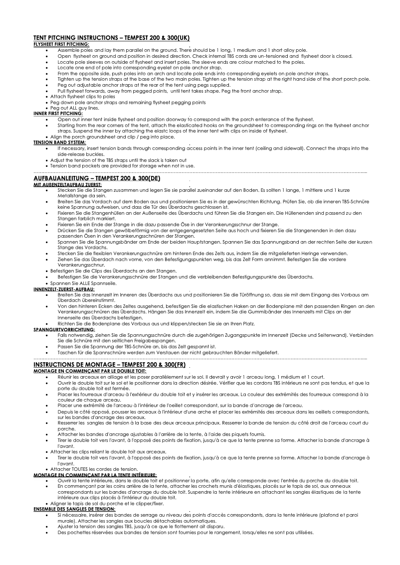 Image de la première page du manuel de l'appareil Tempest 300