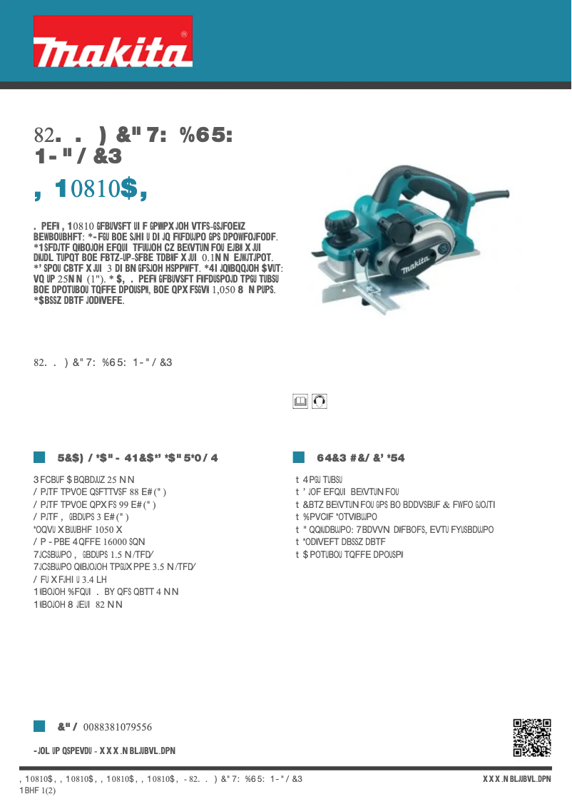 Page 1 de la notice Fiche technique Makita KP0810CK