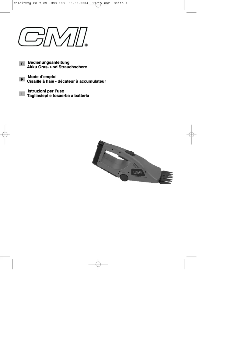 Page 1 de la notice Manuel utilisateur CMI GS 7,2 S