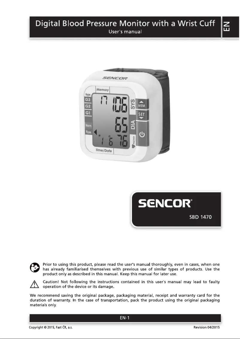 Page 1 de la notice Manuel utilisateur Sencor SBD 1470