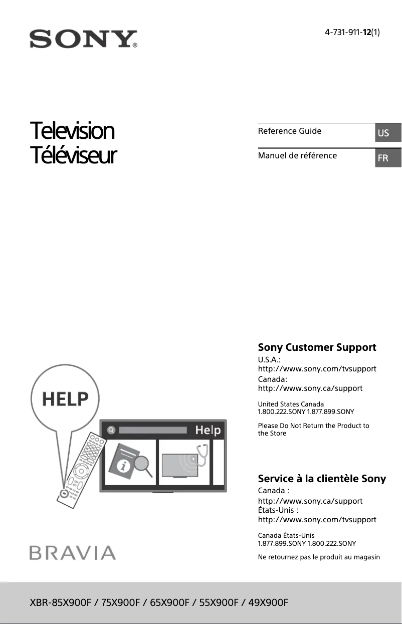 Page n°1 - Manuel utilisateur Sony Bravia XBR-55X900F