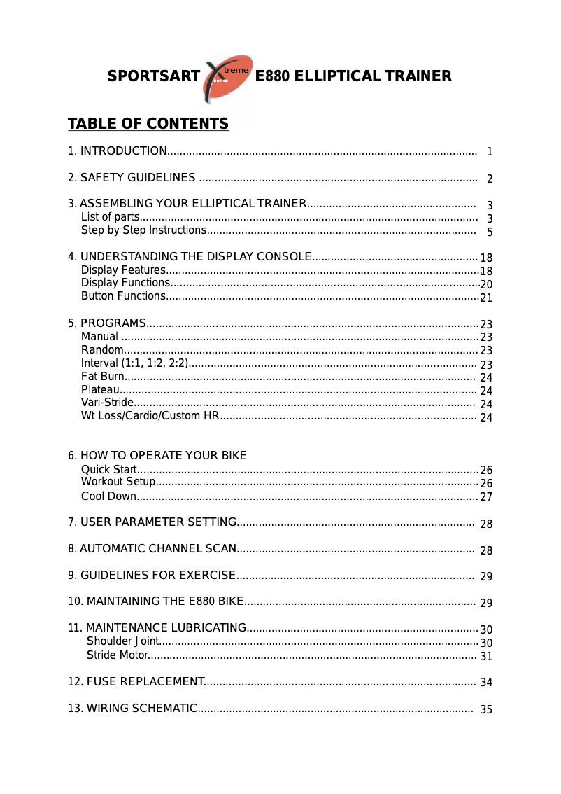 Página 1 del manual Manual de usuario SportsArt E880