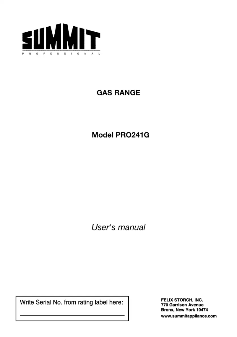 Image de la première page du manuel de l'appareil PRO241G