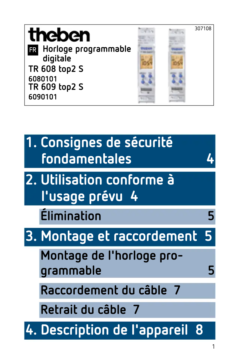 Page n°1 - Manuel utilisateur Theben TR 609 top2 S