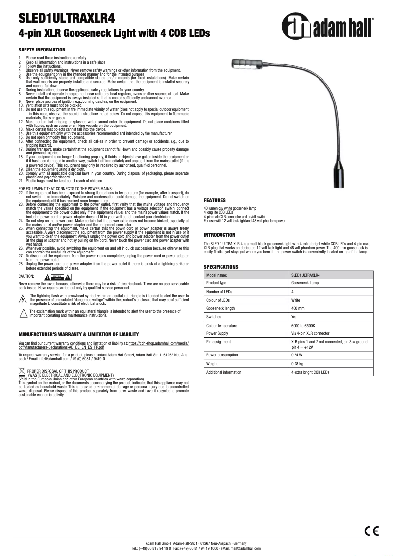 Image de la première page du manuel de l'appareil SLED1ULTRAXLR4