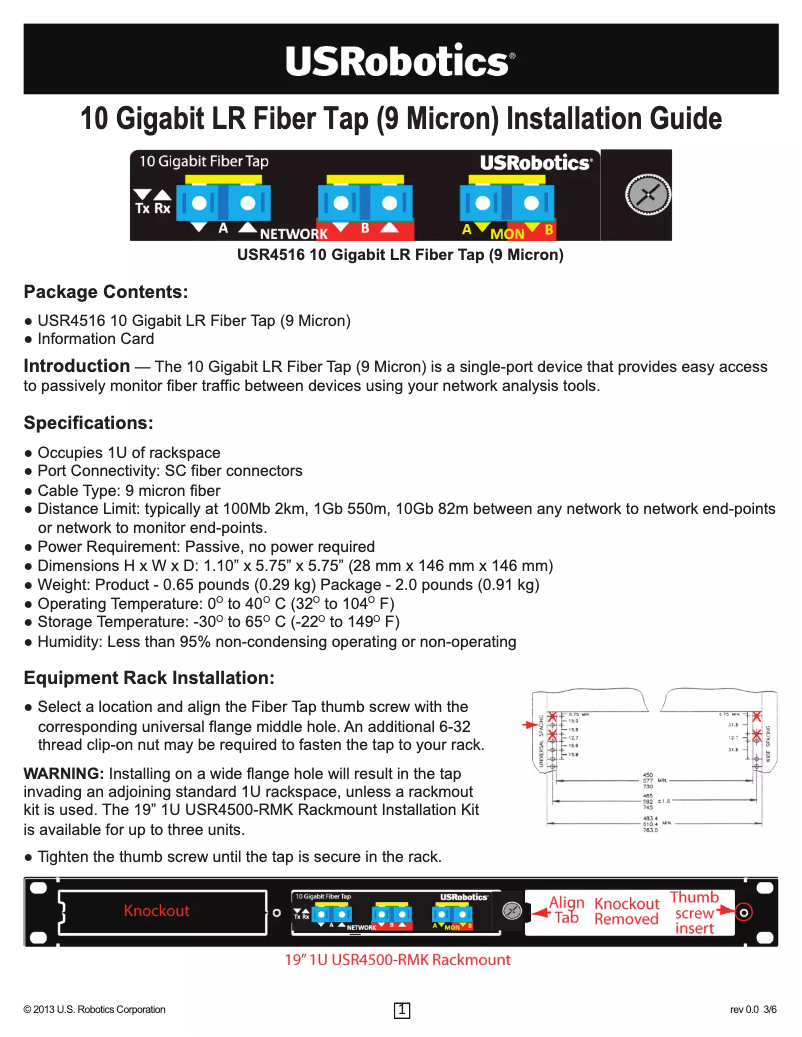 Page n°1 - Manuel utilisateur USRobotics USR4516LC