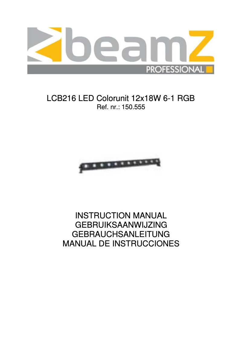 Page 1 de la notice Manuel utilisateur BeamZ LCB216 150.555